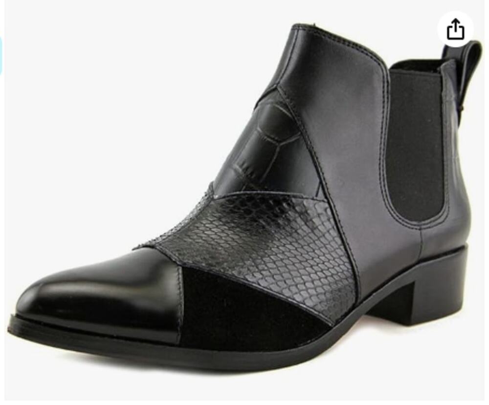 COACH Suffolk Patchwork Black Pointed Leather Boots Pull On Size 7